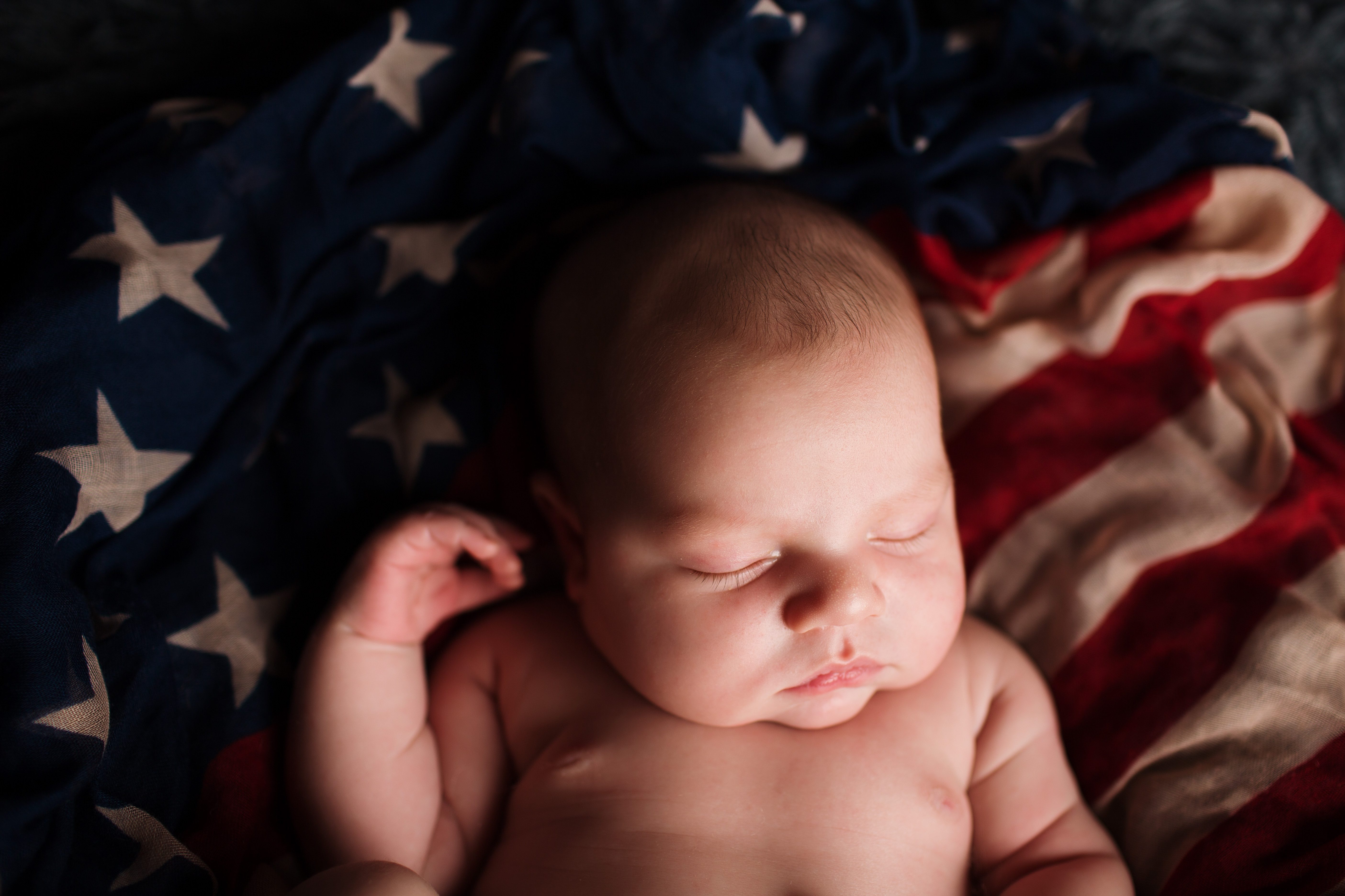  red, white & blue newborn closeup