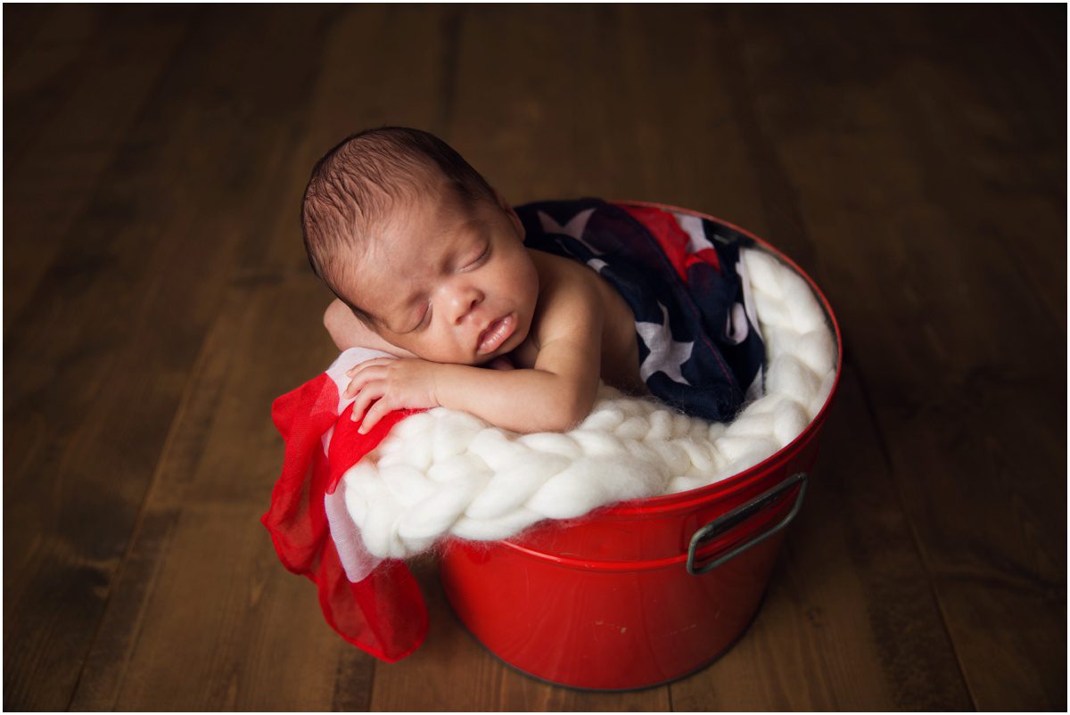  red, white & blue in a bucket newborn