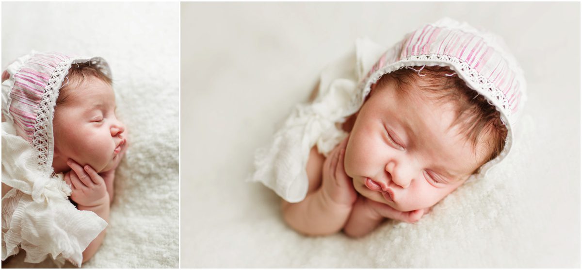 Okinawa Studio Newborn Photographer pink bonnet