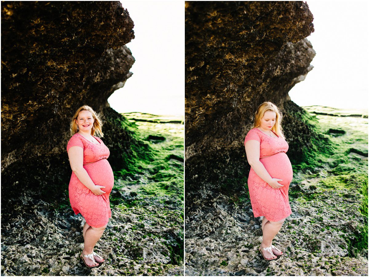 Okinawa Pregnancy Photographer pregnancy under the beach rock 