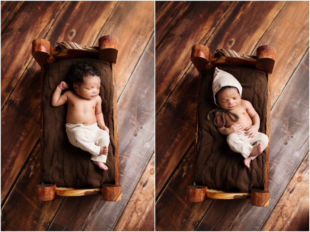 wood bed Okinawa Newborn Studio Photographer