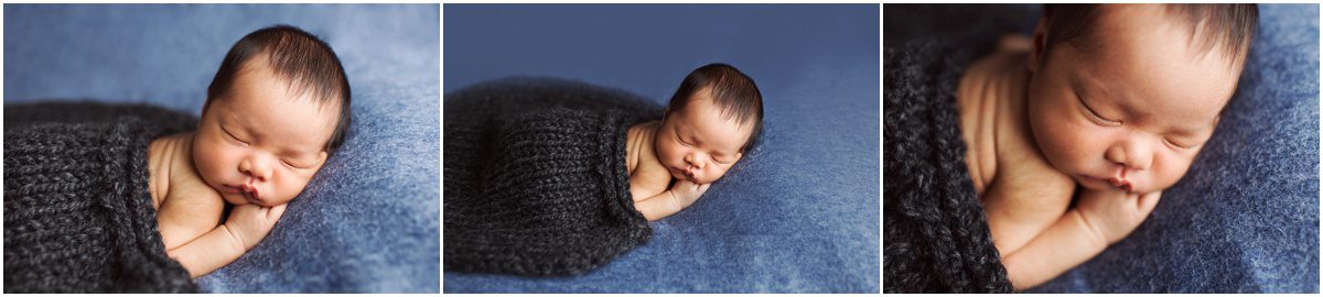 Okinawa Newborn Boy Photographer black and blue blanket