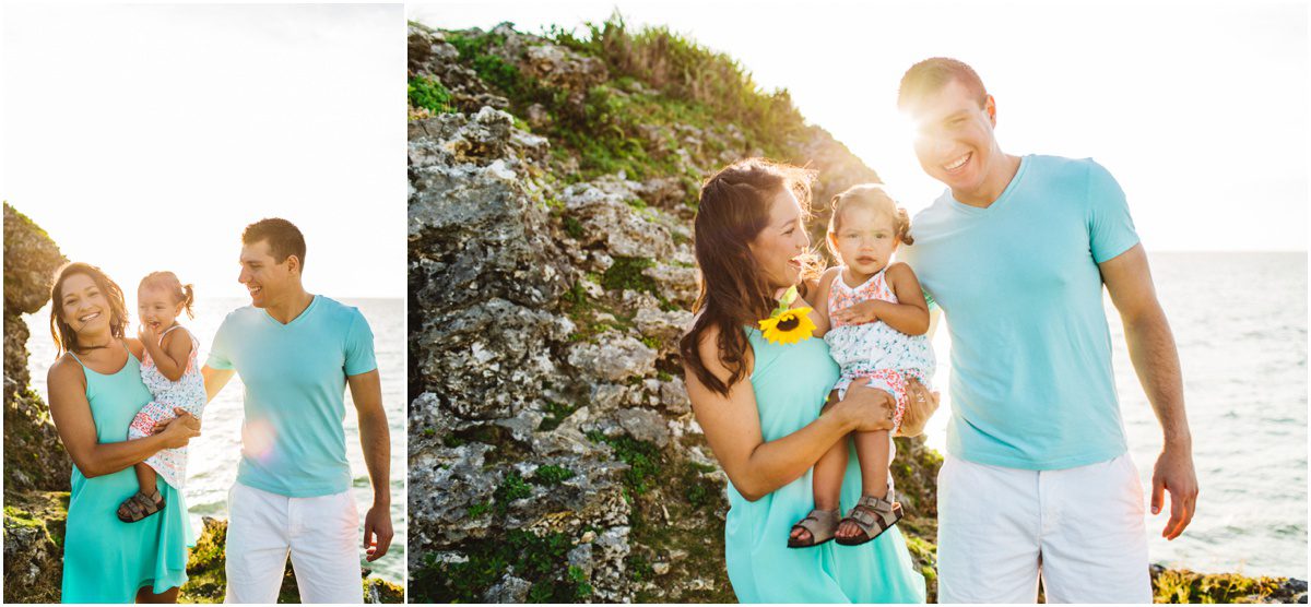 Okinawa Beach Family Photographer on a rock