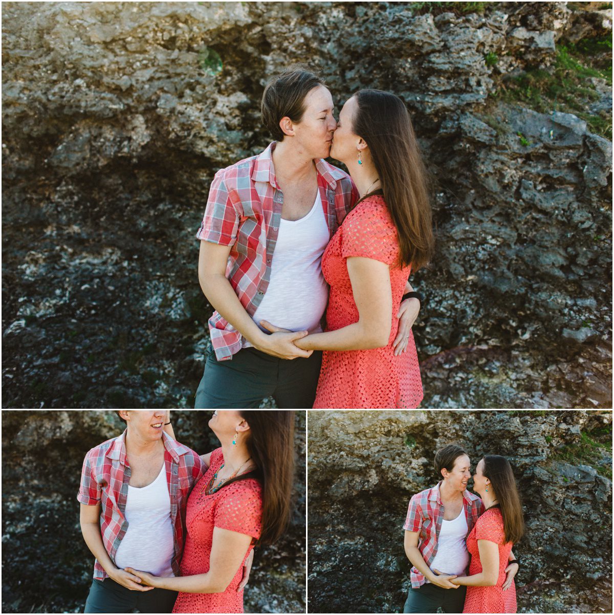 Okinawa Beach Maternity Photographer kissing moms