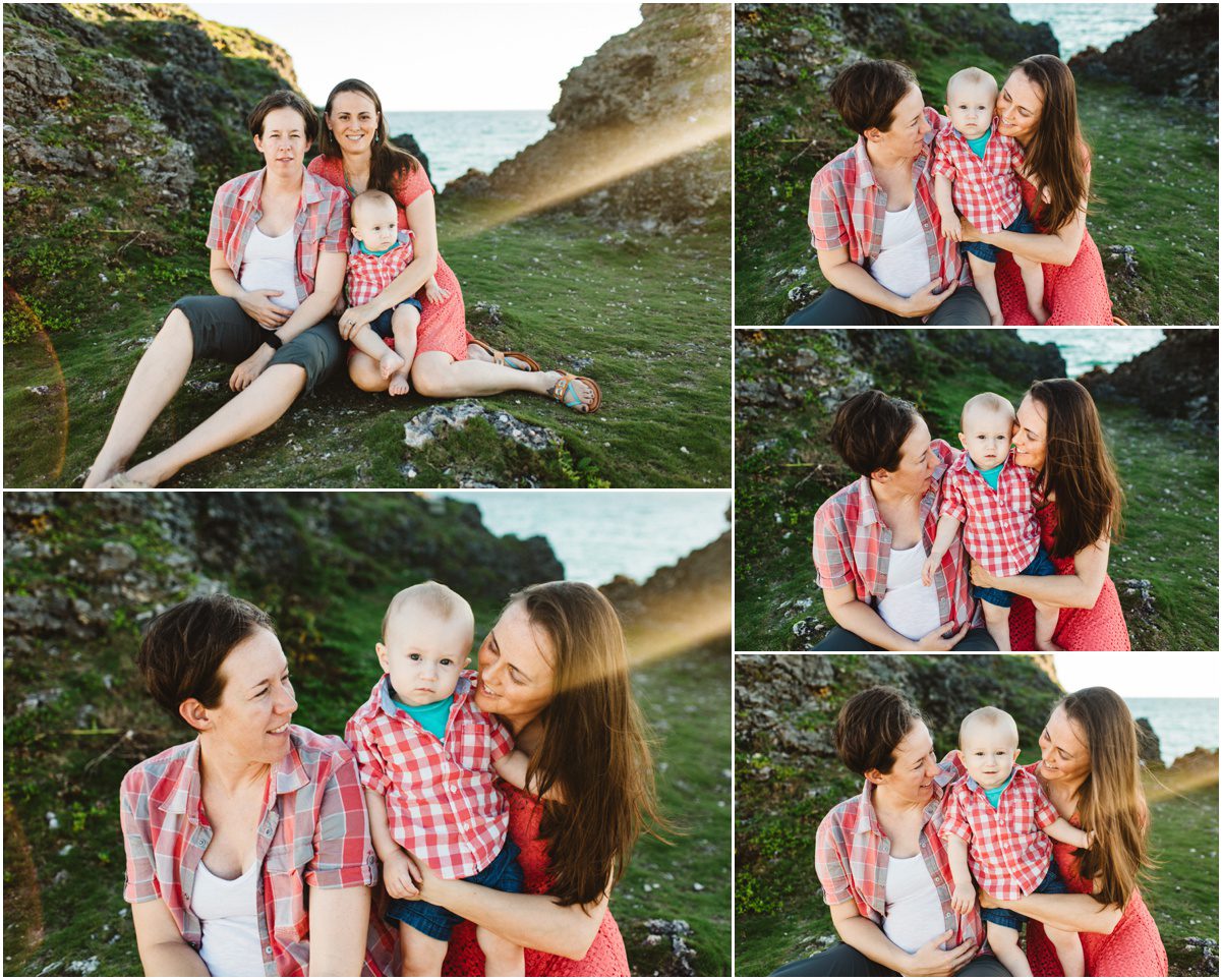 Okinawa Beach Maternity Photographer lesbian couple with son