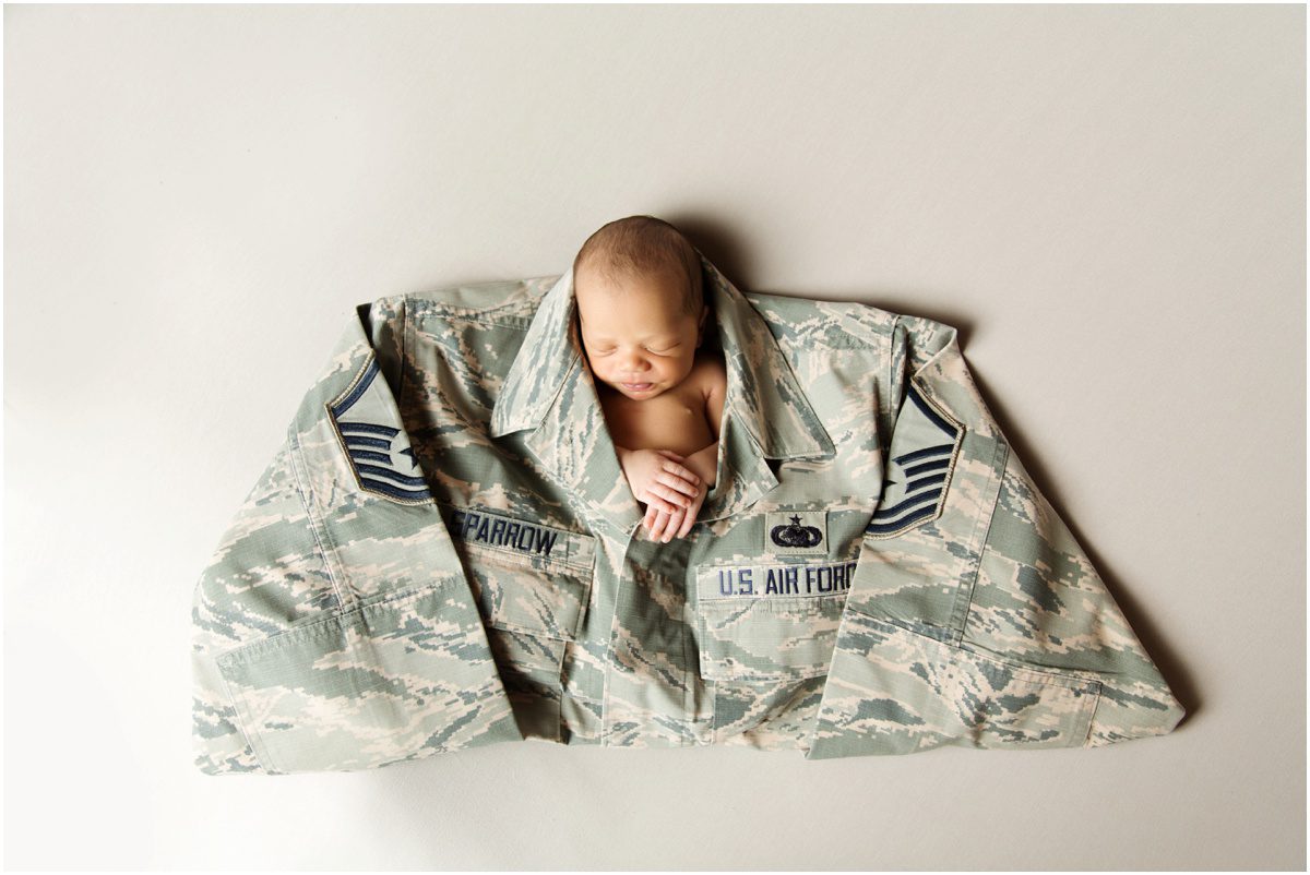 orange-studio-newborn-photographer military uniform