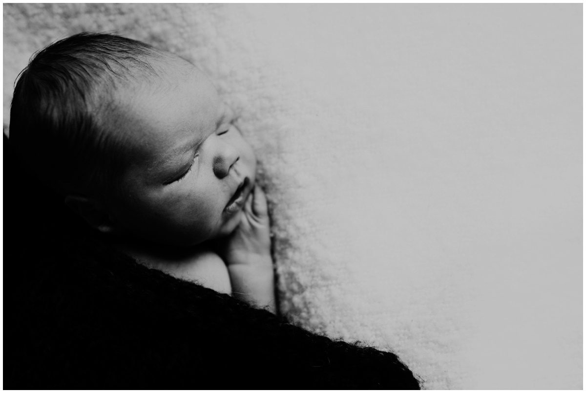 NEPA studio newborn photography black and white sleeping baby