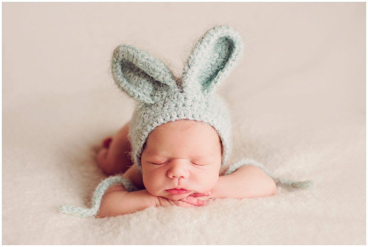 NEPA studio newborn photography blue bunny bonnet