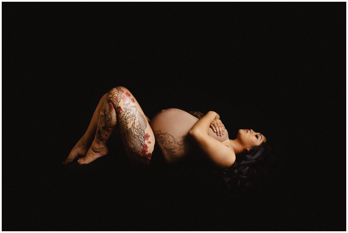 nude studio Milk Bath Maternity Photographer