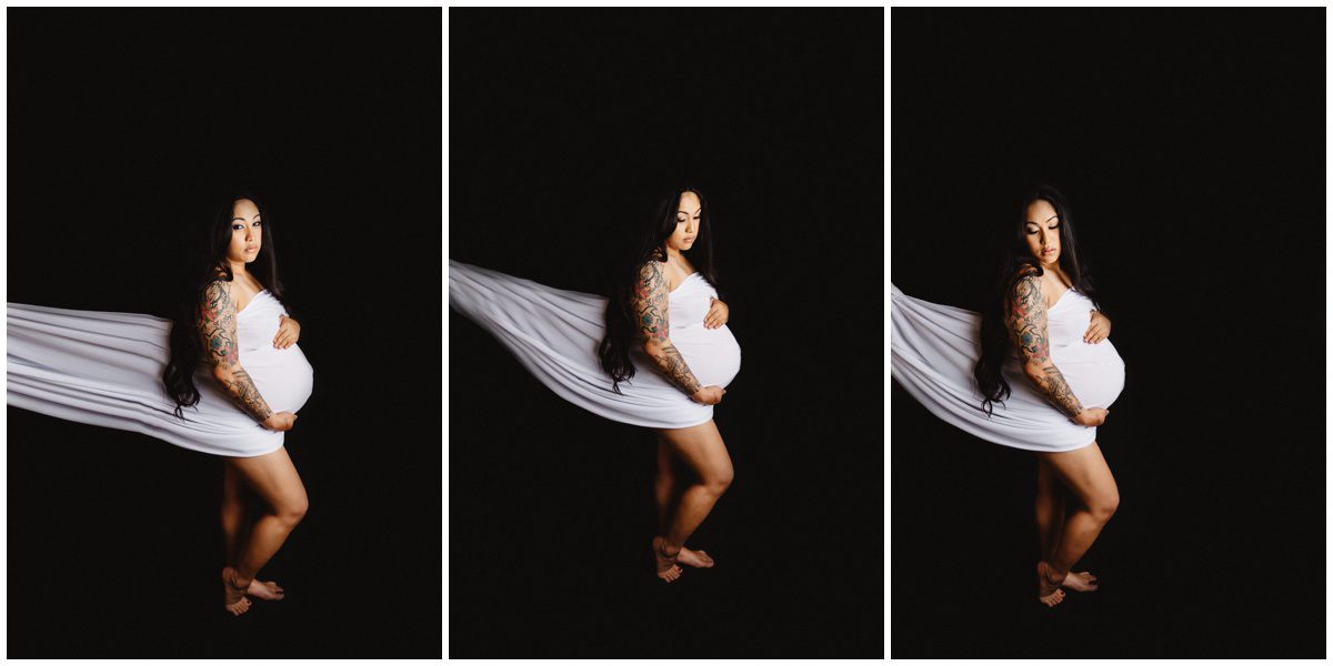 white elegant wrap Orangeville, PA Milk Bath Maternity Photographer