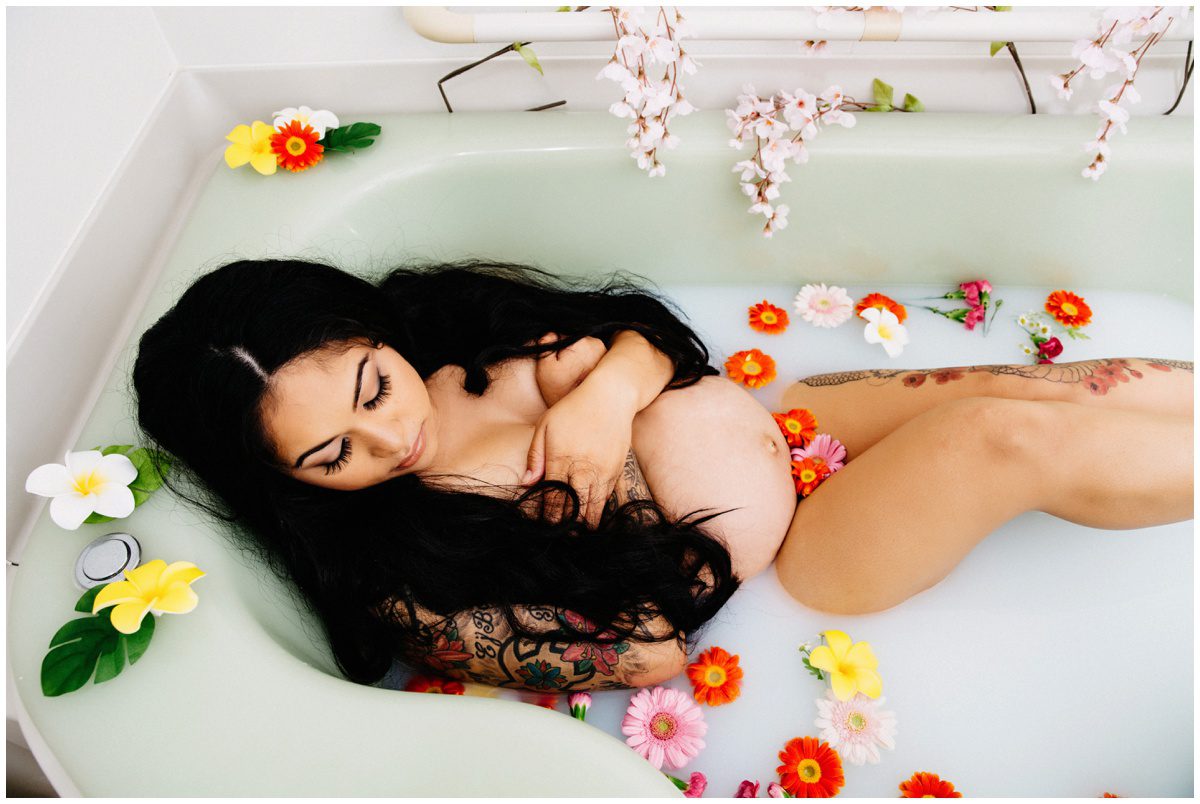 Milk Bath Maternity Photographer nude in tub
