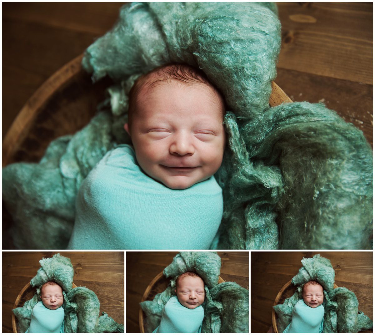 Danville, PA Newborn Photographer smiling newborn portrait 