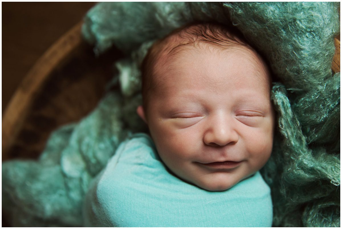 smiling newborn Danville, PA Newborn Photographer