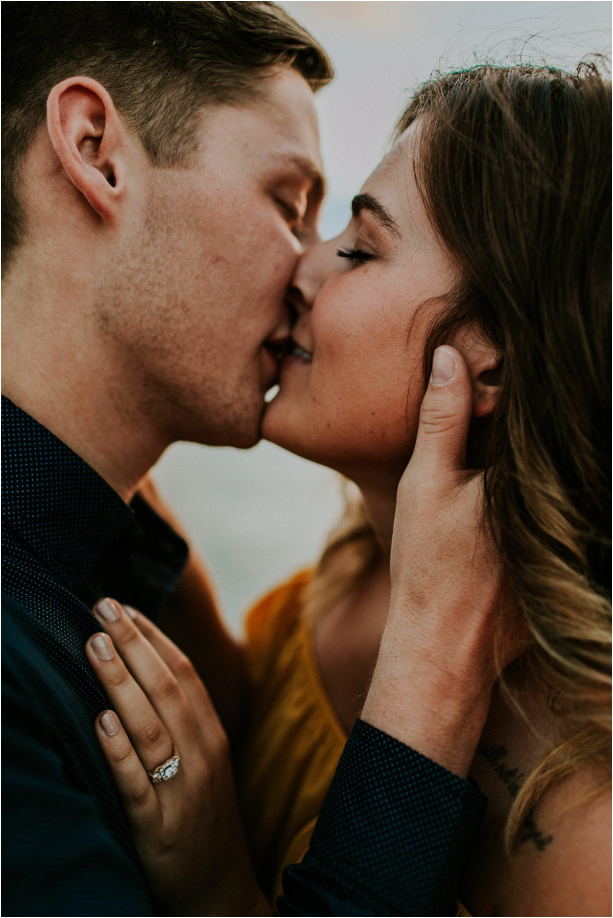 loving engagement kiss