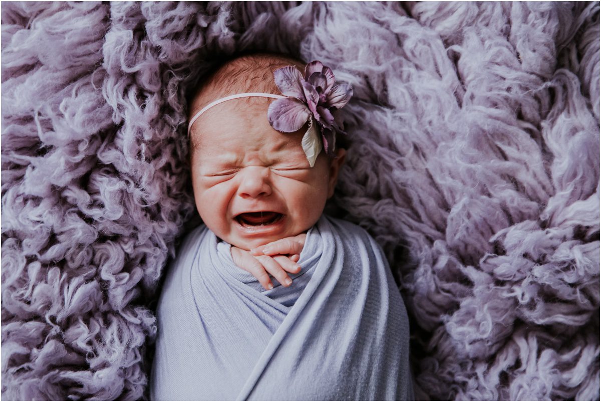 Best Newborn Photographer in Bloomsburg, cute even when crying