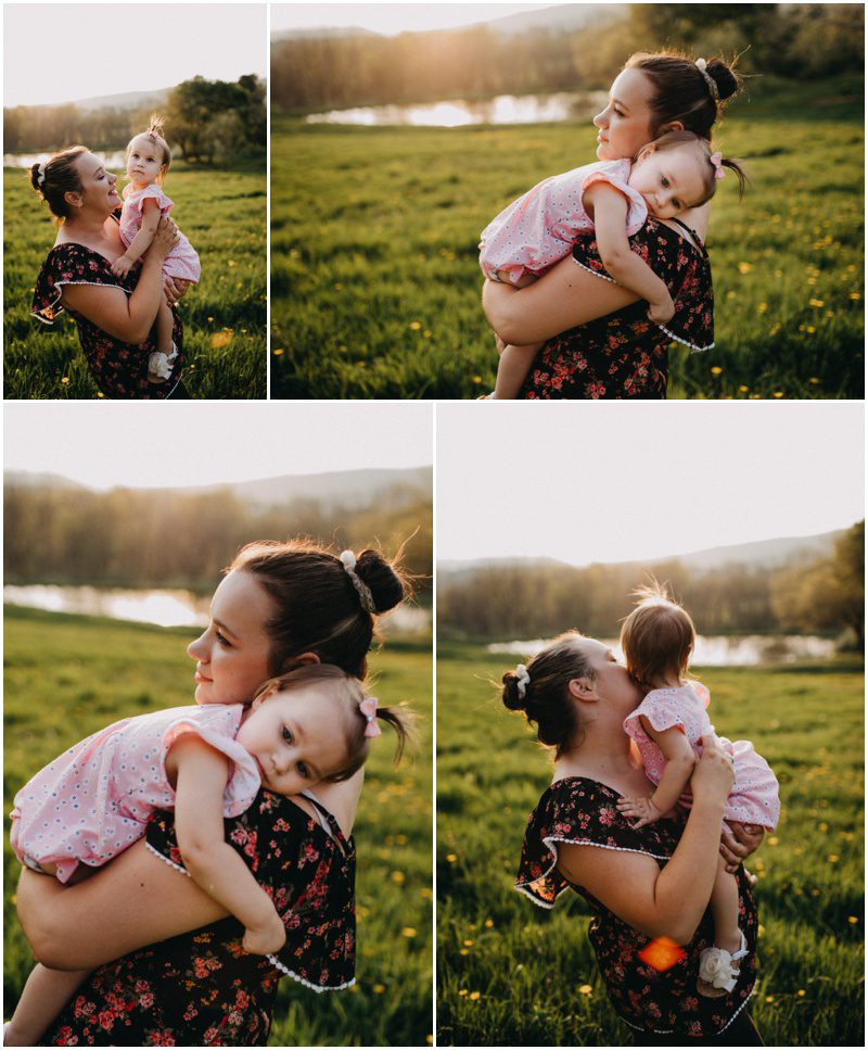 Adorable Family Portrait Session in Bloomsburg, Pennsylvania, mother and daughter photos in a field 