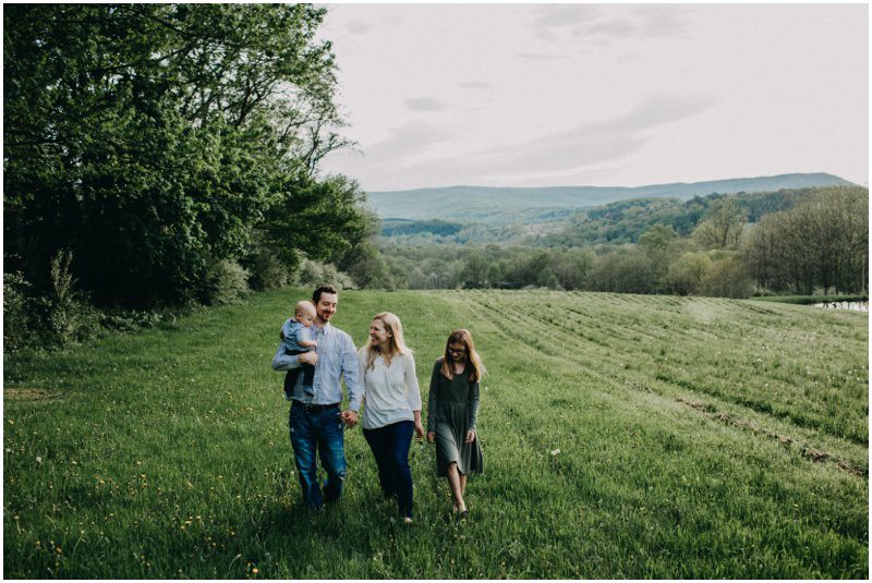 Beautiful Spring Family Portraits in Bloomsburg, Pennsylvania, family walking for photos