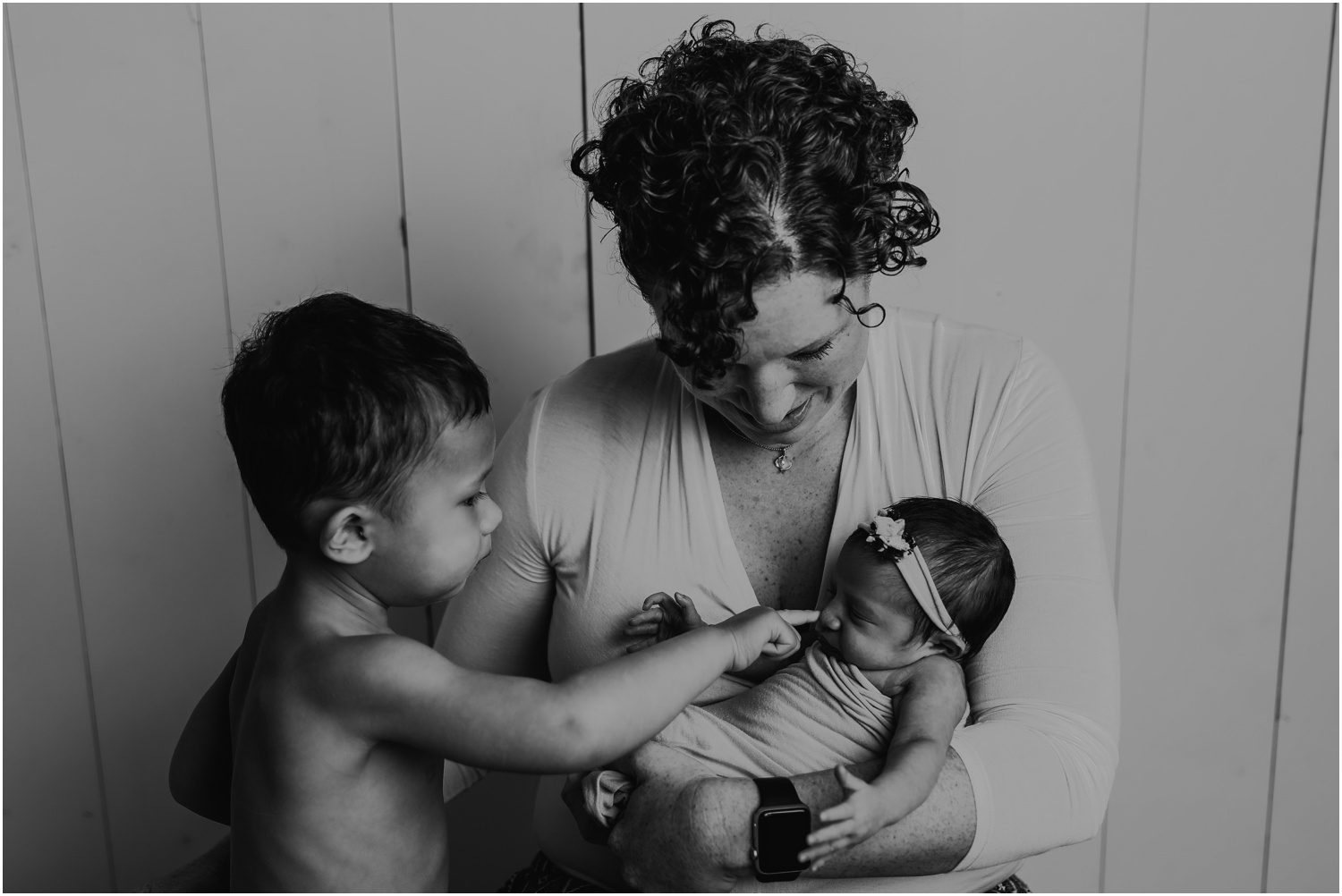 NEPA Studio Newborn Photographer, mother with her two children, newborn portrait with mother