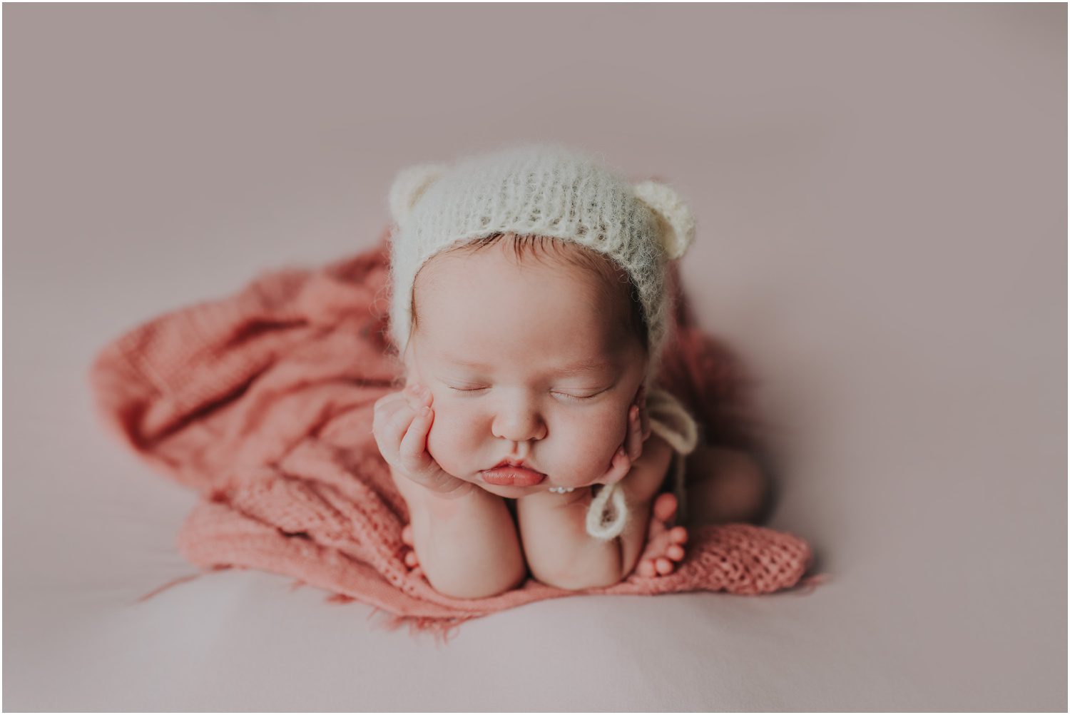 baby girl in polar bear hat, Columbia County, Pennsylvania Newborn Photographer
