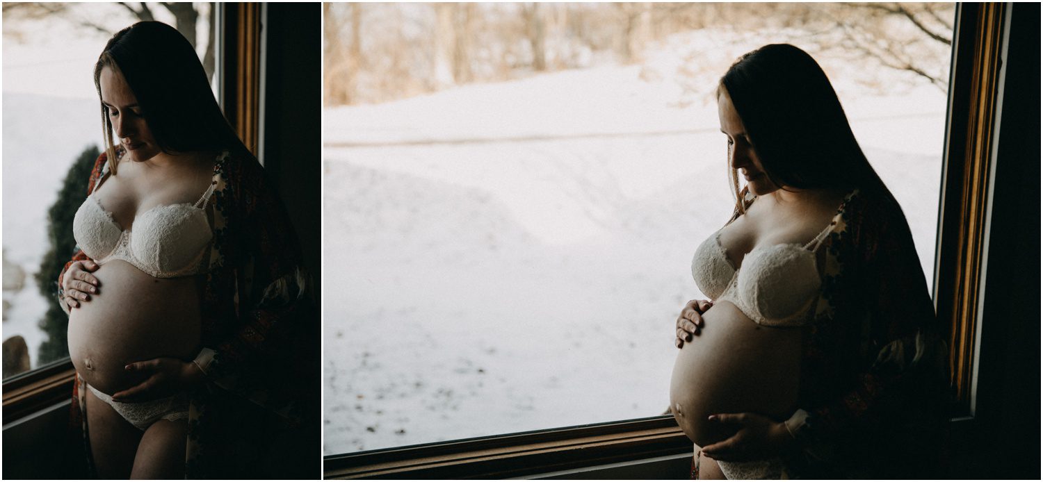 NEPA Lifestyle Maternity Photographer, pregnant mama looking out the window