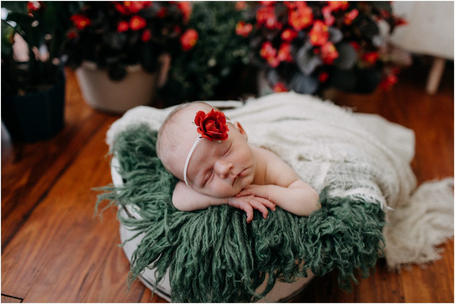 Scranton Newborn Photographer, baby with flowers