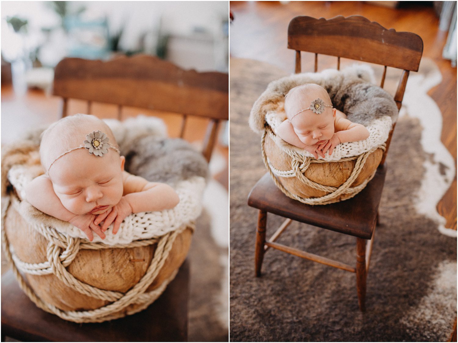 baby in a basket, baby on a chair, Scranton Newborn Photographer