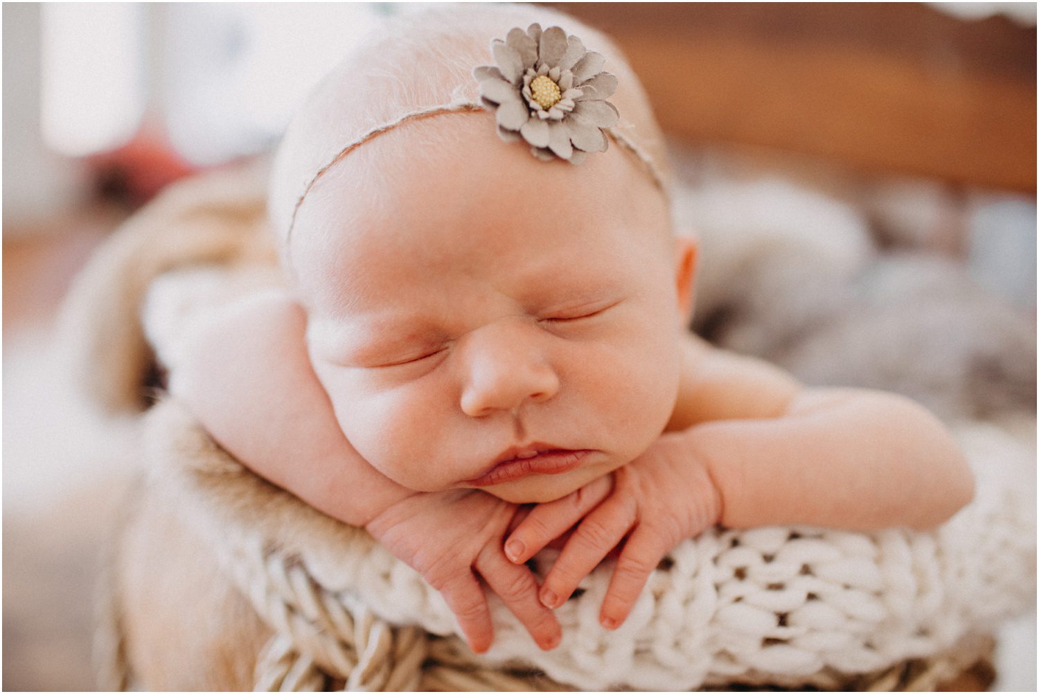baby with flower headband, Scranton Newborn Photographer
