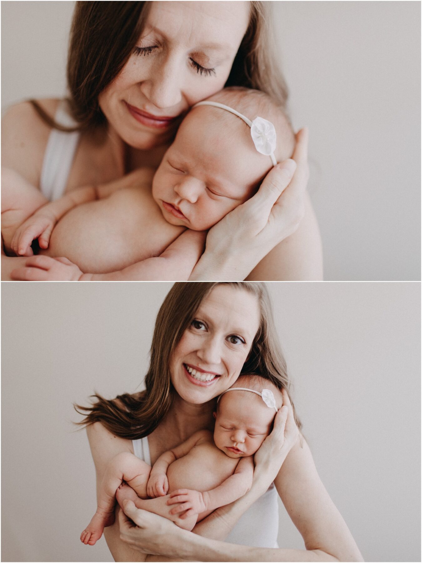 mother snuggles newborn daughter, Central Pennsylvania Newborn Photographer