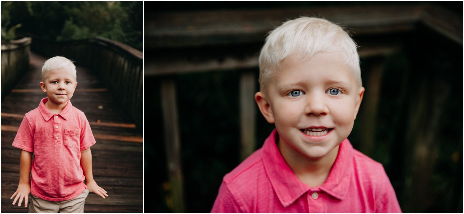 little boy smiling, Northeast Creek Park, North Carolina, Destination Family Photographer