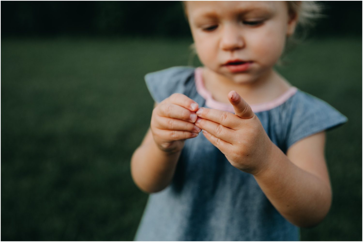 girl playing with slugs, Northeast Creek Park, North Carolina, Destination Family Photographer