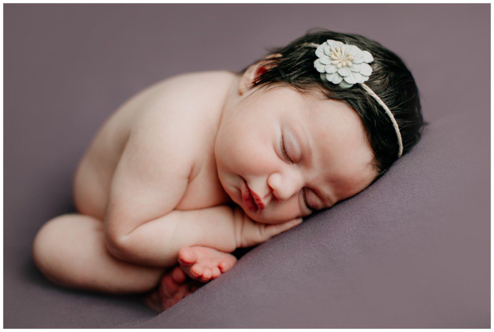 Catawissa Newborn Photographer, baby girl portraits, Pennsylvania newborn photographer, flower headband for newborn