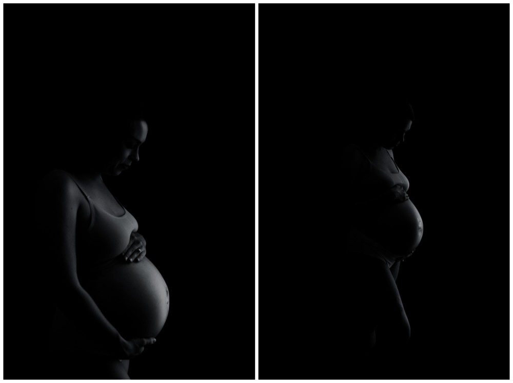 rim light maternity portrait in black and white, Wilkes Barre Maternity Photographer